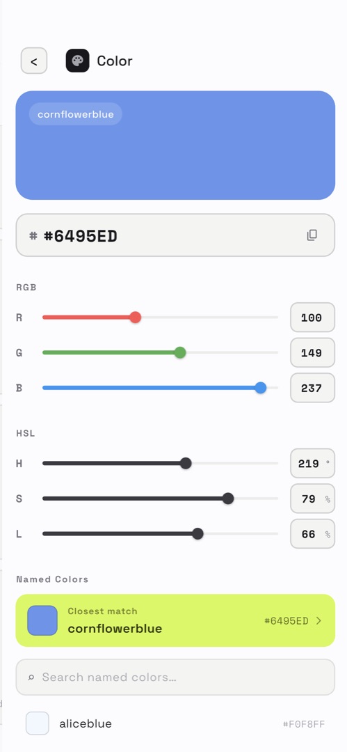 The color converter with RGB and HSL sliders